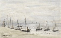 Visserspinken Op Het Strand by Hendrik Willem Mesdag