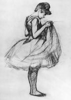 Dancer Adjusting Her Costume And Hitching Up Her Skirt by Henri de Toulouse-Lautrec