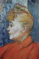 Detail of Woman in Red by Henri de Toulouse-Lautrec