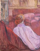 Woman Sat on a Red Settee by Henri de Toulouse-Lautrec