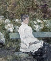 Woman Seated on a Bench in a Park by Henri de Toulouse-Lautrec