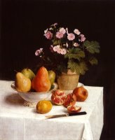 Still Life (primroses, Pears And Promenates) by Henri Fantin Latour