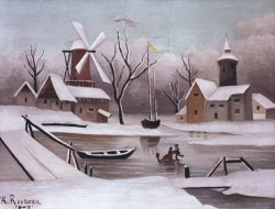 Ice Skaters on a Frozen Pond by Henri Rousseau