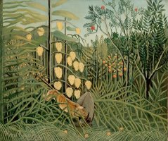 Rousseau, Henri in a Tropical Forest. Struggle Between Tiger And Bull by Henri Rousseau