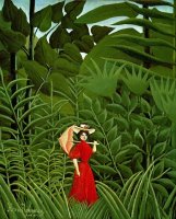Woman In Red In The Forest by Henri Rousseau