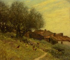 A Hillside Village in Provence by Henry Herbert La Thangue