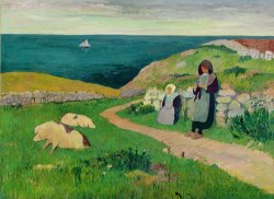 IMA229004Young Breton Girls in the Field by Henry Moret