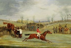 A Steeplechase - Another Hedge by Henry Thomas Alken