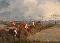 Scenes From a Steeplechase Another Hedge by Henry Thomas Alken