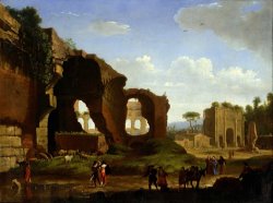 A Roman View of The Ruins of The Temple of Venus And Rome with The Colosseum And The Arch of Constan... by Herman Van Swanevelt