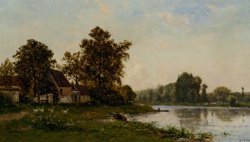 Washerwoman by The River by Hippolyte Camille Delpy
