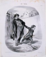 Les Papas Un Fils Modele by Honore Daumier