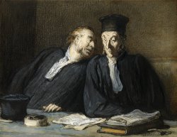 Two Lawyers Conversing by Honore Daumier