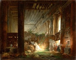 A Hermit Praying in The Ruins of a Roman Temple by Hubert Robert