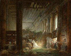 A Hermit Praying in The Ruins of a Roman Temple by Hubert Robert