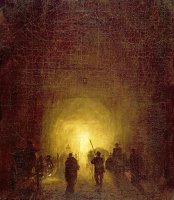 The Posillipo Cave at Naples (oil on Canvas) by Hubert Robert