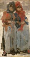 Two Young Women in The Snow by Isaac Israels