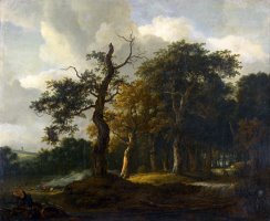 A Road Through an Oak Wood by Jacob Isaacksz. Van Ruisdael