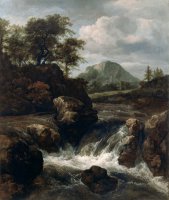 A Waterfall by Jacob Isaacksz. Van Ruisdael