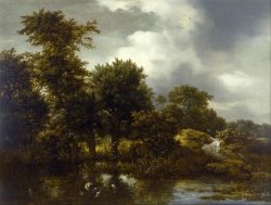 A Wooded Landscape with a Pond by Jacob Isaacksz. Van Ruisdael