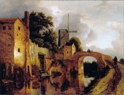 Canal with Bridge by Jacob Isaacksz. Van Ruisdael