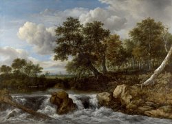 Landscape with Waterfall by Jacob Isaacksz. Van Ruisdael
