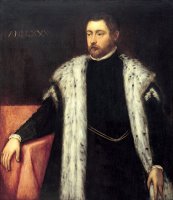 Twenty Five Year Old Youth with Fur Lined Coat by Jacopo Robusti Tintoretto