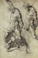 Two Studies of Samson Slaying The Philistines by Jacopo Robusti Tintoretto