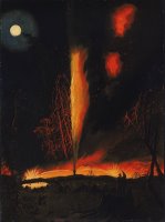 Burning Oil Well at Night, Near Rouseville, Pennsylvania by James Hamilton