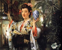 Young Lady Holding Japanese Objects by James Jacques Joseph Tissot