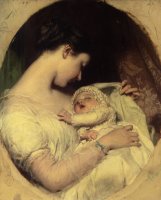 Artists Wife Elizabeth And Daughter by James Sant