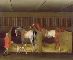The Stables and Two Famous Running Horses belonging to His Grace - the Duke of Bolton by James Seymour