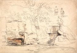 A Rocky Hillside with Trees And Figures by James Ward