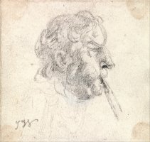 Head of a Man Blowing a Pipe by James Ward