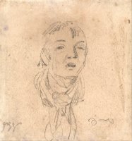 Head of a Man Wearing a Loose Scarf by James Ward