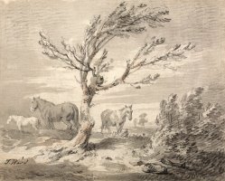 Landscape with Three Horses And a Tree in The Foreground by James Ward