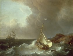 Galleon in Stormy Seas by Jan Claes Rietschoof