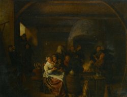 The Interior of a Tavern with Peasants Cavorting And Drinking by Jan Miense Molenaer