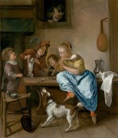 Children Teaching a Cat to Dance, Known As 'the Dancing Lesson' by Jan Steen