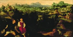 Landscape with Tobias And The Angel by Jan Van Scorel Schoorl
