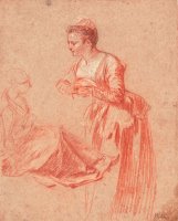 Two Figure Studies of a Young Woman, 1715 1717 by Jean Antoine Watteau