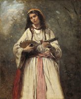 Gypsy Girl with Mandolin by Jean Baptiste Camille Corot