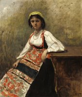 Italian Girl by Jean Baptiste Camille Corot