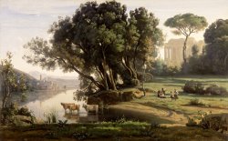 Italian Landscape (site D'italie, Soleil Levant) by Jean Baptiste Camille Corot
