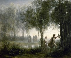Orpheus Leading Eurydice From The Underworld by Jean Baptiste Camille Corot