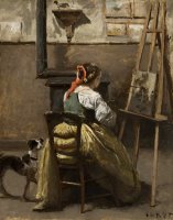 The Artist's Studio by Jean Baptiste Camille Corot