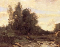 The Pierreaux Torrent (twilight) by Jean Baptiste Camille Corot