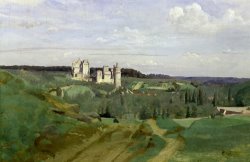 View of the Chateau de Pierrefonds by Jean Baptiste Camille Corot