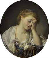 A Girl with a Dead Canary by Jean-baptiste Greuze