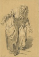 Old Woman with Arms Outstretched (study for The Neapolitan Gesture) by Jean-baptiste Greuze